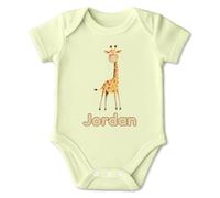 PIXPRINT Personalised Giraffe Infant Bodysuit - Super-Soft Cotton Short-Sleeve Grow with Envelope Neck and Popper Fast-Change Closures, Unisex Name Keepsake Present for Newborns and Showers - Boys