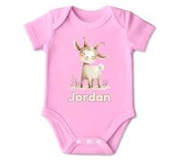 PIXPRINT Personalised Goat Baby Bodysuit - Super-soft short-sleeve infant vest with watercolour illustration and custom name ideal for newborns and proud parents keepsake - Girls