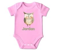 PIXPRINT Personalised Owl Baby Bodysuit - Soft cotton short-sleeve infant suit with name for newborns woodland nursery keepsake for new parents - Girls