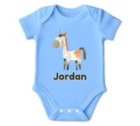 PIXPRINT Personalised Pony Baby Bodysuit - Soft Cotton Short Sleeve Infant Suit with Charming Horse Illustration and Custom Name Print Ideal Newborn Keepsake for New Parent Shower - Girls
