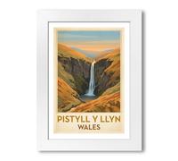 PIXPRINT Pistyll y Llyn, Wales - Romantic Waterfall Travel Poster Celebrating the Welsh Uplands Giclée Art Print 393-2