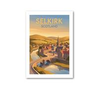 PIXPRINT Selkirk, Scotland - Romantic Travel Poster of the Scottish Borders & Ettrick Valley Giclée Art Print 494-5