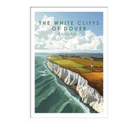 PIXPRINT White Cliffs of Dover, England. Vintage Travel Poster Art Print. Home Décor