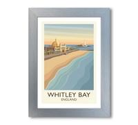 PIXPRINT Whitley Bay, England - Sunset Promenade at Spanish City and St Mary's Lighthouse Giclée Art Print 406-1