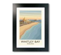 PIXPRINT Whitley Bay, England - Sunset Promenade at Spanish City and St Mary's Lighthouse Giclée Art Print 406-1