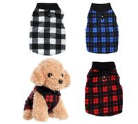 PIXRIY Dog Sweater 3 Pcs, Soft Fleece Vest with Leash Ring Pullover Jacket Winter Pet Dog Clothes for Puppy Small Dogs Cats Teddy Chihuahua Yorkshire£¨Plaid,XS