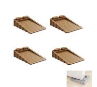 Pixywell Bidirectional Door Stopper, 4Pcs Stackable Two-Way Door Wedge Adjustable Height, No Drill Non-Slip TPR Rubber Door Stop for Child & Pet Safety, Universal Fit for All Floor Types,Brown