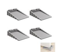 Pixywell Bidirectional Door Stopper, 4Pcs Stackable Two-Way Door Wedge Adjustable Height, No Drill Non-Slip TPR Rubber Door Stop for Child & Pet Safety, Universal Fit for All Floor Types,Gray