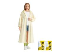 Pixywell EVA Rain Poncho for Adults Reusable Waterproof Coat with Hood Individually Wrapped - Lightweight Windproof Poncho for Hiking Festivals Camping Commuting,2Pack(Apricot)