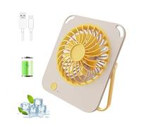 Pixywell Foldable Slim Desk Fan - Ultra Quiet USB Portable for Travel, Baby Rooms & Small Spaces, 180° Adjustable with Rapid Charge (cream yellow)