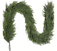 Pixywell Norfolk Pine Garland 9ft, Extra Full Real Touch Artificial Christmas Garland, Premium PE Material Bendable Faux Greenery Garland for Fireplace Mantle Staircase Indoor Outdoor Xmas Decor
