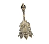 PIXZCSA Multipurp Service Bell Hanging Ornament Loud And Clear Sound Metal Pattern Table Decoration Service Bell Is, Bronze, Total Height 12 cm