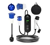 PIXZCSA User-Friendly Portable 7KW Type 2 EV Charger Featuring Convenient 5M Cable Adapter And Stylish Handbag 5M/10M Single Phase 3PIN CEE Plug LCD Color Screen,
