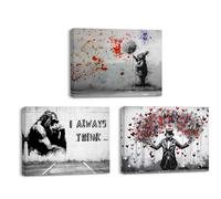 Piy Canvas Art Prints on Canvas Wall Decoration Graffiti Style Modern Orangutans Wall Pictures with Inner Frame for Office Home Decoration 3 Panels 40 x 30 cm