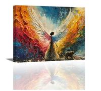 PIY PAINITING Canvas Print, Canvas Wall Art Young Girls, Colourful Wings Canvas Wall Art, Canvas Picture, Wall Art Paintings for Bathroom Living Room office Bedroom Kitchen, 12x16 in, Built-in Frame