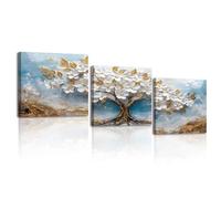 PIY PAINITING Canvas Print Plant, Canvas Picture Tree, White Flowers Art Work, Art Print Canvas, Blue and White Art Poster for Bedroom Living Room Bathroom Entrance Wall Decoration, 3X12x12inch