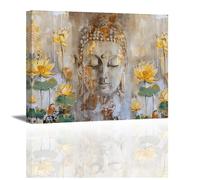 PIY PAINITING Yellow Flower Canvas Painting, Buddha Canvas Print, Canvas Printing Artwork, Art Print Canvas for Living Room Bedroom Corridor Gallery Yoga Room, 12x16 in, Easy to Hang