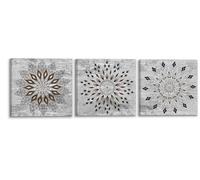 Piy Painting 3 Piece Canvas Painting Geometrical Pattern Canvas Art Print Painting Black White Modern Giclee Canvas Artwork with Inner Frame ready to hang Printed Art Wall Decor For Bedroom 12x12IN