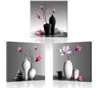Piy Painting 3 Piece Print on Canvas in Flower Vase, Canvas Wall Art Flower, Modern Wall Art Paint, Canvas Prints, Ready to Hang for Living Room Bedroom Hotel Kitchen, 23 x23 inch (69 x23 inch)