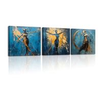 Piy Painting 3 Pieces Abstract Framed Wall Pictures, Dancer Canvas Wall Art Bedroom, Navy Blue Decorative Canvas Paintings, Artwork Art Posters For Bedroom Hallway Office Home Decorations 12x12 inch