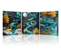 Piy Painting Abstract Canvas Painting, Golden Deer Wall Decoration Painting, Canvas Wall Art For Living Room Office Entrance Hallway Cafe Hotel, Easy To Hang, 3x 16X12in (48x12in)