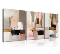 Piy Painting Abstract Canvas Painting, Pink Brown Canvas Wall Art, Modern Wall Decoration Painting For Living Room Entrance Hallway Cafe Kitchen Dining Hall, 3x12x16 inch