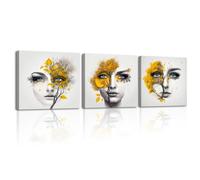 Piy Painting Abstract Canvas Painting, Print Painting On Canvas, Beautiful Woman Pictures, The Yellow Tree Print For Bedroom Living Room Bathroom Yoga Studio, 3 Panel 12x12 Inch