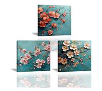 Piy Painting Canvas Wall Art Floral, Fresh Plum Blossom Art Posters, Art Print Canvas, Art Prints for Bedroom Living Room Cafe Hotel Bars, Easy to Hang for Birthday New Year Gift,3 Pices,36x12 in