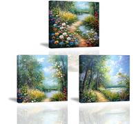 Piy Painting Canvas Wall Art Printing, Forest and Tree Canvas Print Picture Wall Decoration, Modern Home Decoration Gift for bedroom bathroom, 3 Piece 12x12inch Built-in Frame, Ready to Hang