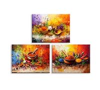 Piy Painting Colourful Canvas Prints, Spice Canvas Pictures, Pictures Of Peppers, Canvas Wall Art, Modern Poster For Hallway Hotel Banquets Kitchen Wall Decoration, Set Of 3, 12x16inch (36x16in)