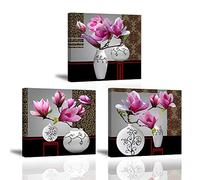 Piy Painting Elegant Wall Art Paintings, 3 Panel Elegant Orchid Canvas painting - Full Bloom Flowers, Prints on Canvas Pictures with Frame Ready Hang Decorative Arts for Bedroom Birthday Gift 12x12IN