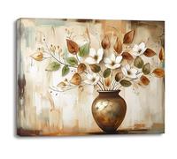 Piy Painting Flower Canvas Wall Art, Vintage Art Decoration Paintings, Flowers In a Vase, Canvas Print, Easy To Hang For Living Room Entrance Cafe Dining Hall Decoration, Built-In Frame, 30x40 cm