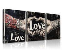Piy Painting Graffiti Canvas Painting，Love Print Painting On Canvas, Rose Framed Artwork, Romantic Wall Art For Bedroom Hallway Cafe Yoga Studio Wall Decoration, 3x12x16 inch/36x16 inch
