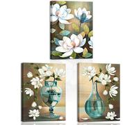 Piy Painting Modern Canvas Image, Pink Orchid Flowers In Vintage Vase Painting On Canvas Print, Watercolor Wall Art Decor, Framed Pictures Artwork for Living Room Bedroom Home 3x 12x16in