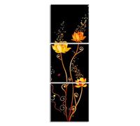 Piy Painting Modern Orange Flowers Framed Canvas Wall Art For Living Room Gold Floral Wall Painting Canvas Prints For Home Decor Artwork Bedroom Bathroom Decorative Paintings,90x30cm (12"x12"x3pcs)