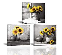 Piy Painting Sunflower Canvas painting Sunflower is a Flower that Yearns for Light Picture on Canvas, 3 Panel Canvas Repetition Décor Decorative arts for Living Room Birthday Gift 30x30cm