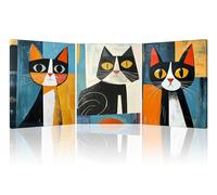 Piy Painting Wall Art Print of Animal, Colourful Kitten Canvas Wall Art, Abstract Art Print Canvas with Frame, Easy to Hang for Bedroom Living Room Classroom Decoration, 3x 12x16inch (36x16 inch)