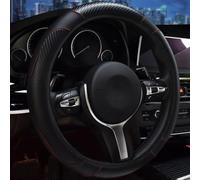 PIYFFVHJK Car Steering Wheel Cover for Benz GLA 2015-2024, Nonslip Design Carbon Fibre Leather Elastic Steering Wheel Car Interior Accessories ,A/Black