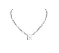 PIYIZ 18+2 Inch Initial Letter Pendant Necklace for Men Women, 18K Gold Plated Stainless Steel Capital A-Z Alphabet Name Necklaces 4.5mm Cuban Link Chain with Initial - Send Gift Box, M, Stainless