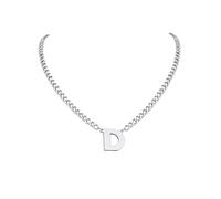 PIYIZ 18+2 Inch Initial Letter Pendant Necklace for Men Women, 18K Gold Plated Stainless Steel Capital A-Z Alphabet Name Necklaces 4.5mm Cuban Link Chain with Initial - Send Gift Box, M, Stainless
