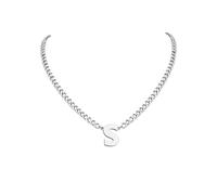 PIYIZ 18+2 Inch Initial Letter Pendant Necklace for Men Women, 18K Gold Plated Stainless Steel Capital A-Z Alphabet Name Necklaces 4.5mm Cuban Link Chain with Initial - Send Gift Box, M, Stainless
