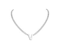 PIYIZ 18+2 Inch Initial Letter Pendant Necklace for Men Women, 18K Gold Plated Stainless Steel Capital A-Z Alphabet Name Necklaces 4.5mm Cuban Link Chain with Initial - Send Gift Box, M, Stainless
