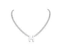 PIYIZ 18+2 Inch Initial Letter Pendant Necklace for Men Women, 18K Gold Plated Stainless Steel Capital A-Z Alphabet Name Necklaces 4.5mm Cuban Link Chain with Initial - Send Gift Box, M, Stainless