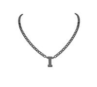 PIYIZ 18+2 Inch Initial Letter Pendant Necklace for Men Women, 18K Gold Plated Stainless Steel Capital A-Z Alphabet Name Necklaces 4.5mm Cuban Link Chain with Initial - Send Gift Box, M, Stainless