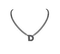 PIYIZ 18+2 Inch Initial Letter Pendant Necklace for Men Women, 18K Gold Plated Stainless Steel Capital A-Z Alphabet Name Necklaces 4.5mm Cuban Link Chain with Initial - Send Gift Box, M, Stainless