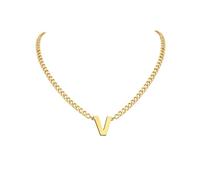 PIYIZ 18+2 Inch Initial Letter Pendant Necklace for Men Women, 18K Gold Plated Stainless Steel Capital A-Z Alphabet Name Necklaces 4.5mm Cuban Link Chain with Initial - Send Gift Box, M, Stainless