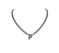 PIYIZ 18+2 Inch Initial Letter Pendant Necklace for Men Women, 18K Gold Plated Stainless Steel Capital A-Z Alphabet Name Necklaces 4.5mm Cuban Link Chain with Initial - Send Gift Box, M, Stainless