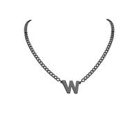 PIYIZ 18+2 Inch Initial Letter Pendant Necklace for Men Women, 18K Gold Plated Stainless Steel Capital A-Z Alphabet Name Necklaces 4.5mm Cuban Link Chain with Initial - Send Gift Box, M, Stainless