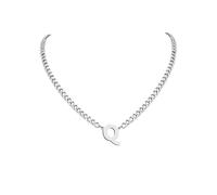 PIYIZ 18+2 Inch Initial Letter Pendant Necklace for Men Women, 18K Gold Plated Stainless Steel Capital A-Z Alphabet Name Necklaces 4.5mm Cuban Link Chain with Initial - Send Gift Box, M, Stainless