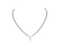 PIYIZ 18+2 Inch Initial Letter Pendant Necklace for Men Women, 18K Gold Plated Stainless Steel Capital A-Z Alphabet Name Necklaces 4.5mm Cuban Link Chain with Initial - Send Gift Box, M, Stainless